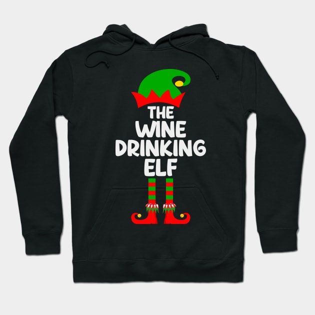 Wine Drinking Elf Matching Family Group Christmas Party Pajama Hoodie by DragonTees